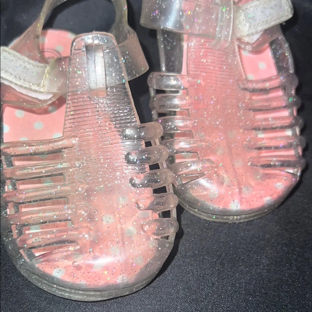 Clear Sparkly Jelly Sandals with Cage Design
